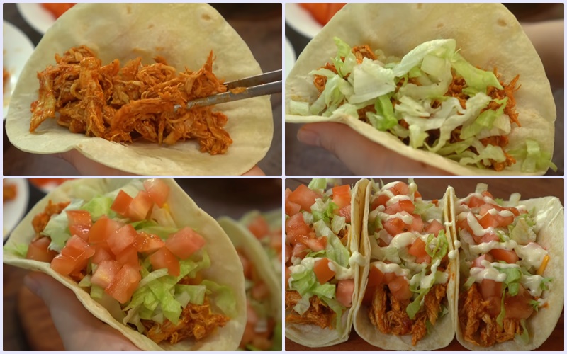 Trình bày món Tacos gà kiểu Mexico