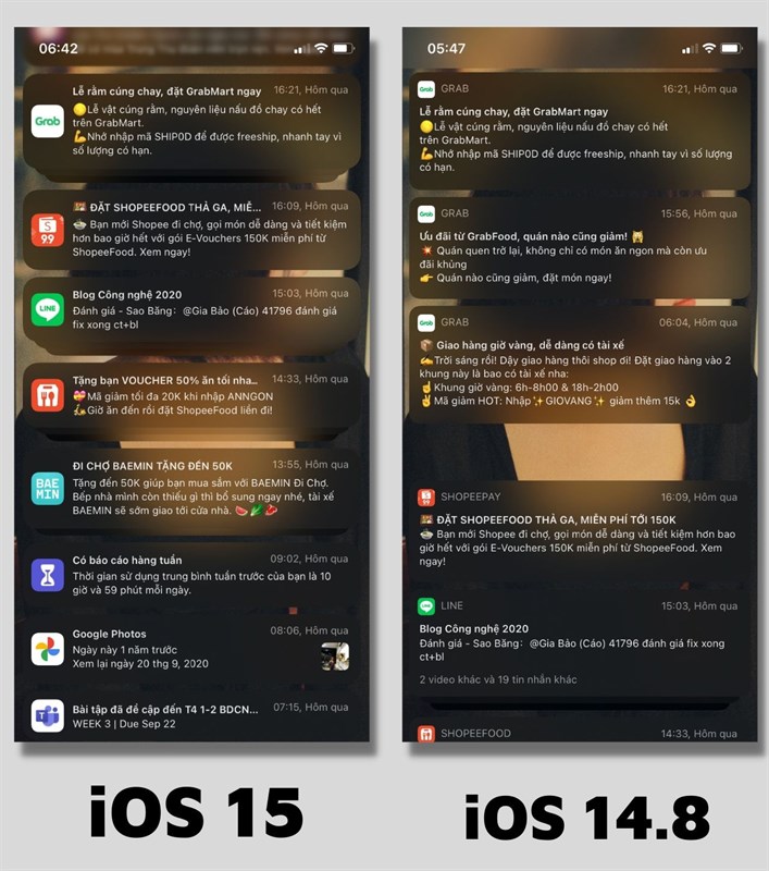 Giao diện thông báo mới trên iOS 15 Giao diện thông báo mới trên iOS 15