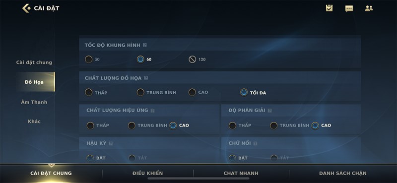 Cấu hình Tốc Chiến trên iPhone XR sau khi nâng cấp phiên bản iOS 15 Cấu hình Tốc Chiến trên iPhone XR sau khi nâng cấp phiên bản iOS 15