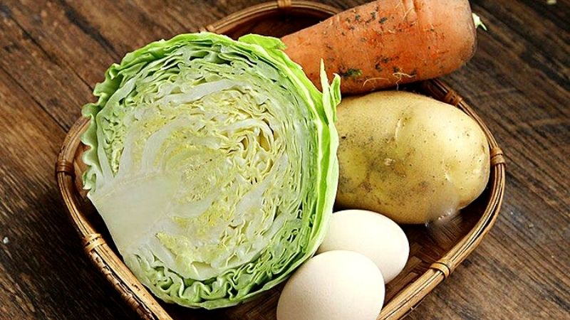 Nguyên liệu làm món bánh bắp cải