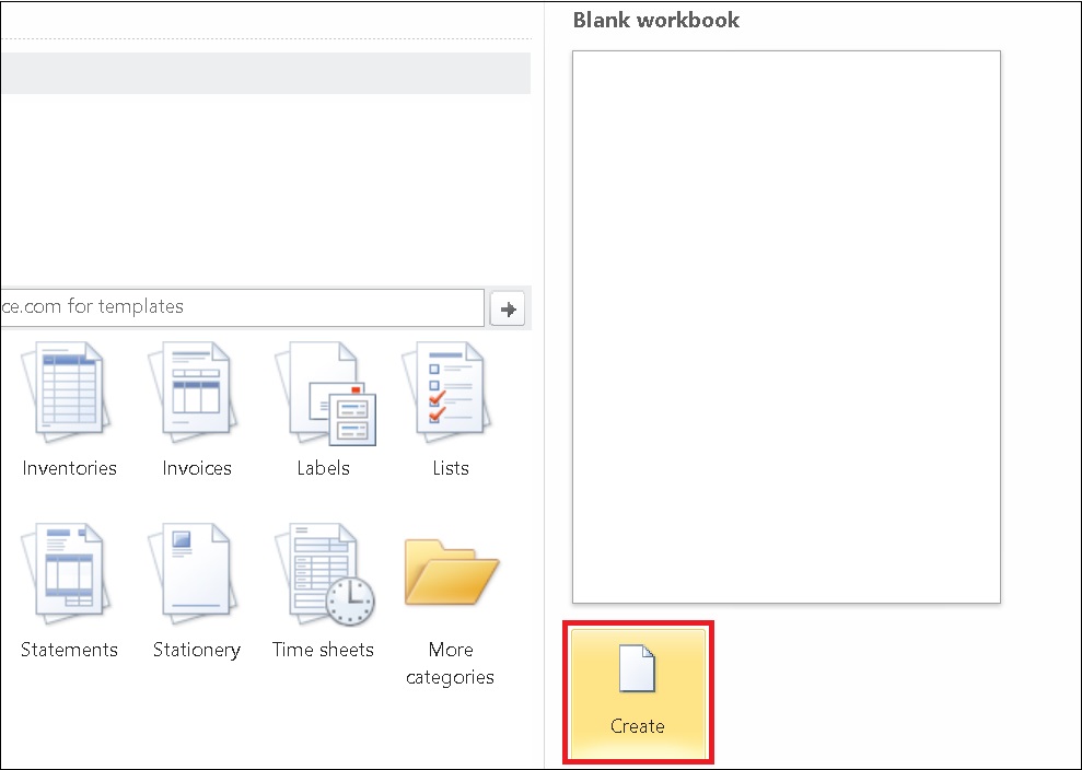 Đầu tiên, bạn chọn tab File > Chọn New. Tại Available Templates, bạn chọn Blank Workbook.” class=”lazy” src=”https://cdn.tgdd.vn/Files/2021/09/22/1384811/cac-thao-tac-co-ban-trong-excel-ma-ban-can-nam-vun-3.jpg” title=”Đầu tiên, bạn chọn tab File > Chọn New. Tại Available Templates, bạn chọn Blank Workbook.”/></p>
<p>Hoặc bạn chọn <strong>Create</strong> ở phía bên phải của màn hình.</p>
<p><img alt=