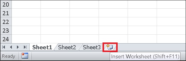 Bạn chọn tab Insert Worksheet