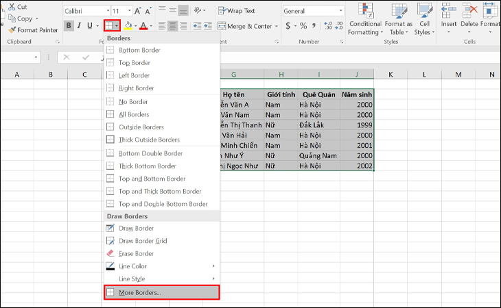 Làm thế nào để tạo ra các khung viền đẹp trên Excel 2007? Hãy xem hình ảnh liên quan đến từ khóa \