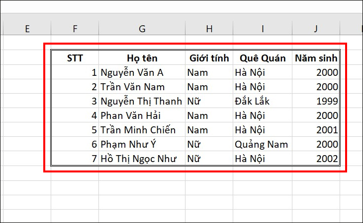 Cách tạo khung viền trong Excel cực kỳ nhanh chóng, đơn giản