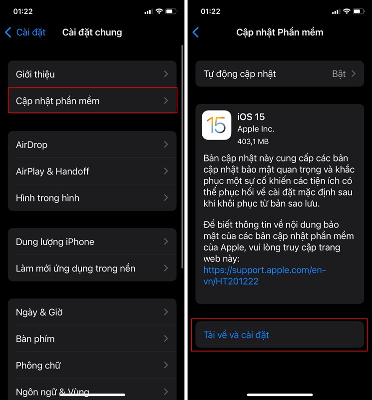 cập nhật iOS 15 cho iPhone X