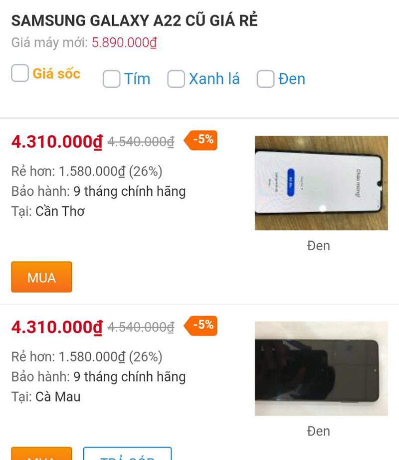 Samsung Galaxy A22 cũ Samsung Galaxy A22 cũ