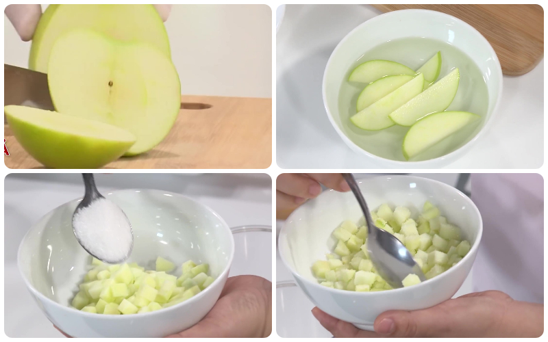 Sơ chế táo và ướp táo với đường