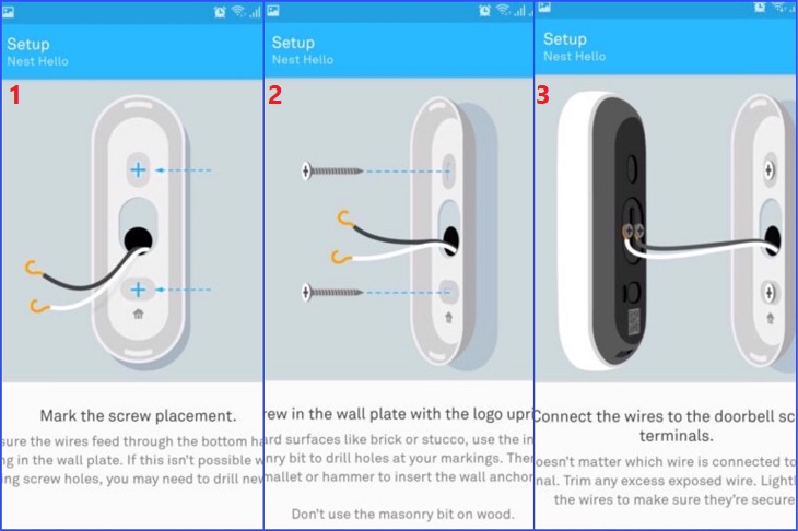 Gắn đế chuông lên tường, đặt ở nơi có sóng WiFi mạnh > Kết nối dây nguồn với chuông