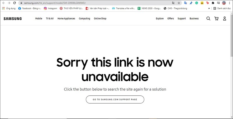 Trang hỗ trợ của Samsung Galaxy S21 FE đã bị xóa Trang hỗ trợ của Samsung Galaxy S21 FE đã bị xóa