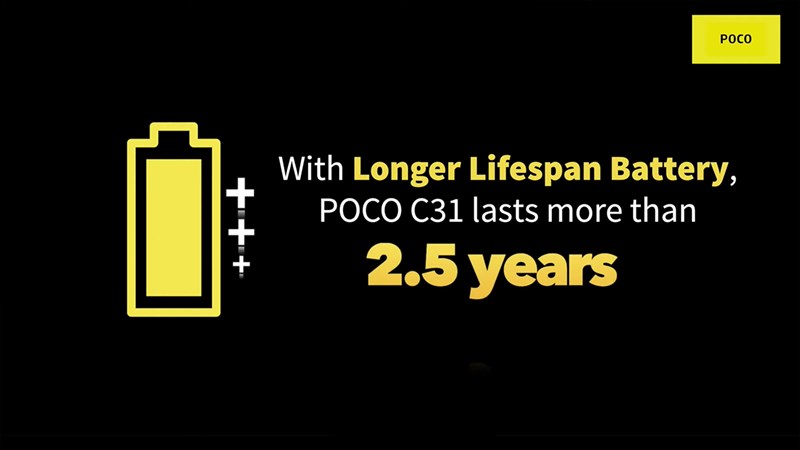 POCO C31 có tuổi thọ pin 2.5 năm