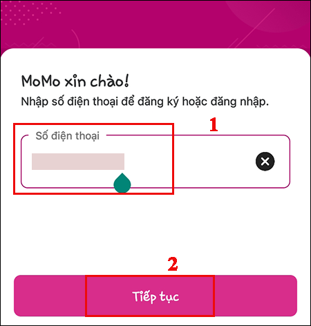  nhập số điện thoại mà bạn muốn đăng ký