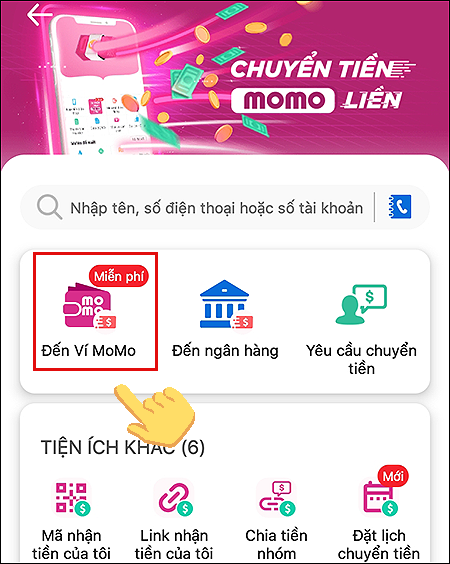 Bạn hãy bấm chọn mục Đến ví MoMo