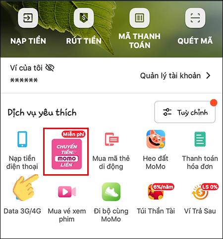  Chuyển tiền Momo liền