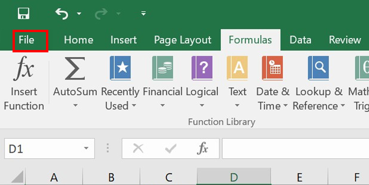 Mở file Excel và chọn thẻ File