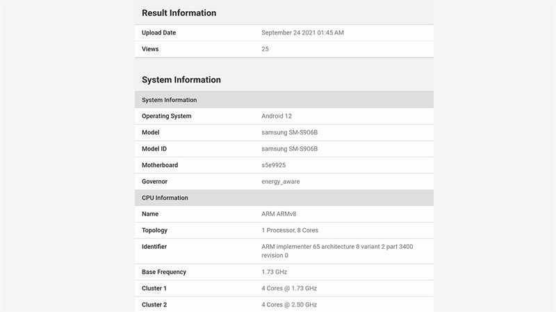 Thông số Samsung Galaxy S22 Plus sử dụng phiên bản chip khác
