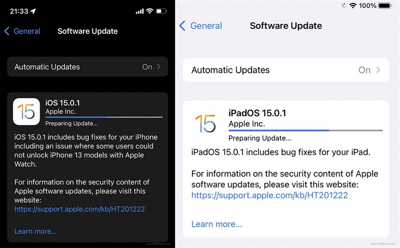 Apple phát hành iOS 15.0.1 và iPadOS 15.0.1