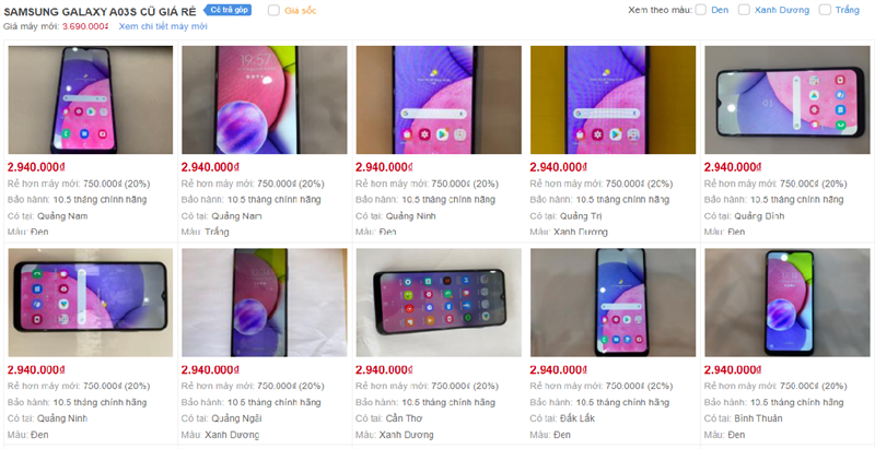 SAMSUNG GALAXY A03S CŨ GIÁ RẺ