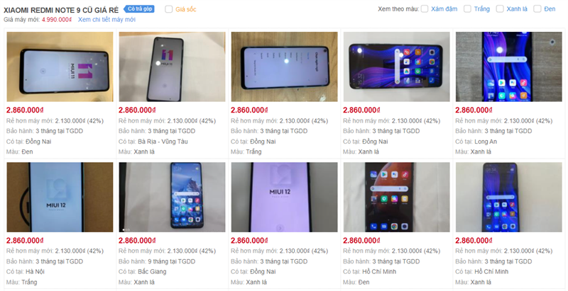 XIAOMI REDMI NOTE 9 CŨ GIÁ RẺ