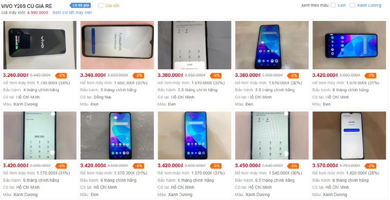 VIVO Y20S CŨ GIÁ RẺ