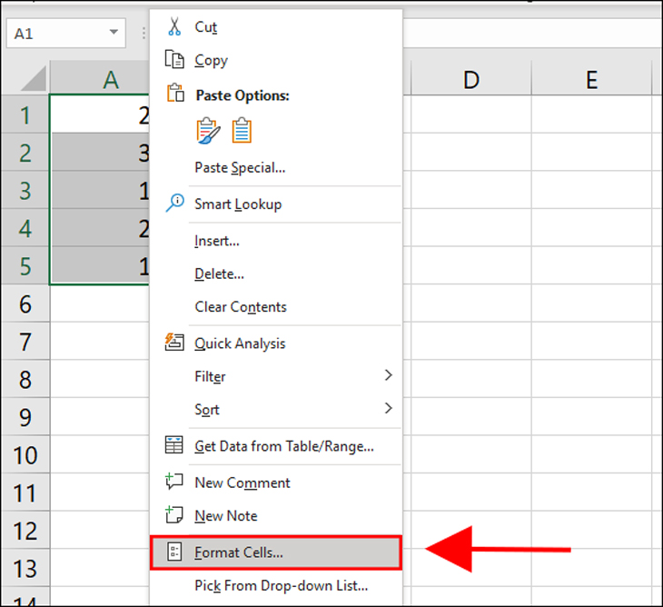 Bạn click chuột phải và chọn Format Cells.