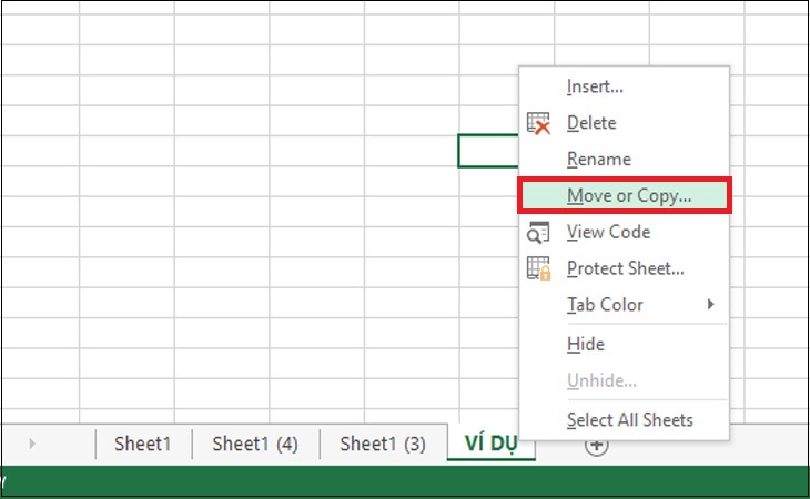 Bước 1: Trên file Excel nhấn chuột phải vào sheet bạn muốn copy và chọn Move or Copy