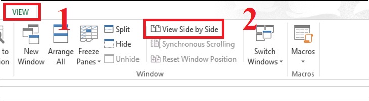 Bước 2: Chọn thẻ View > Chọn View Side by Side.