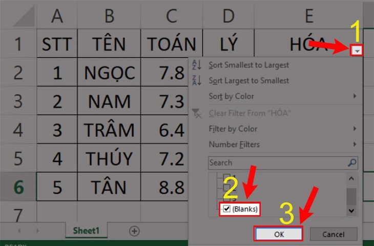 Cách sửa lỗi #VALUE trong Excel > Nhấp chuột vào mũi tên ở góc phải bên dưới của ô dữ liệu đầu tiên