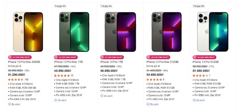 Giá bán các mẫu iPhone 13 series đang giảm sốc tại Thế Giới Di Động. (Cập nhật ngày 12/07/2022)