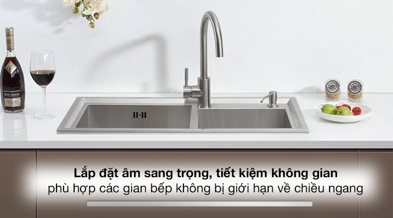 Chậu rửa chén 2 ngăn inox Eurolife EL-HM8246 được lắp đặt âm tiết kiệm không gian sử dụng