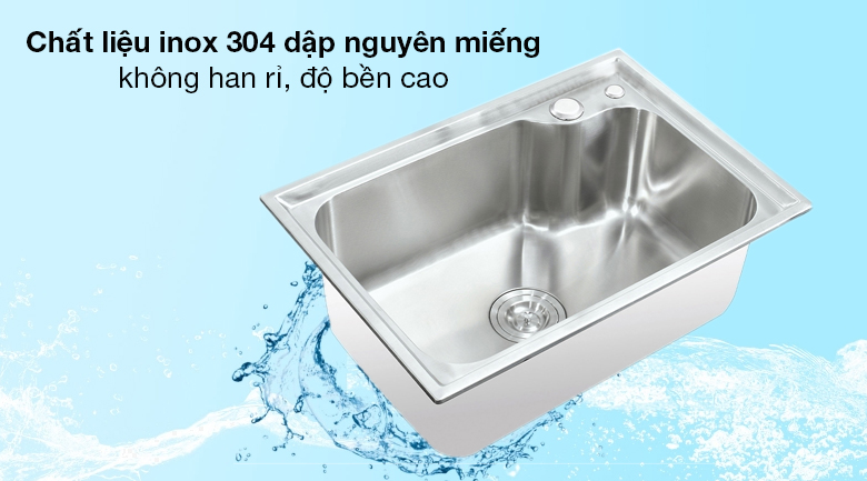 Chậu rửa chén 1 ngăn inox Eurolife EL-C6243 được làm từ chất liệu inox 304
