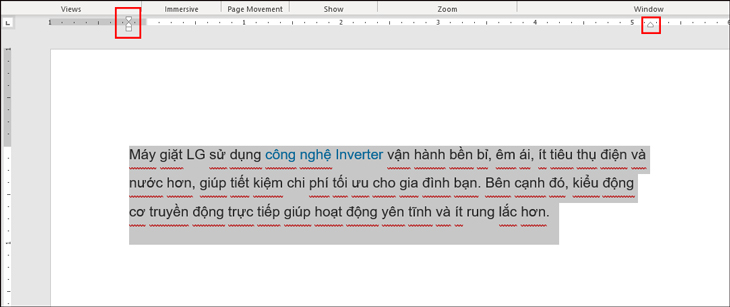 Bạn kéo thanh công cụ căn chỉnh lề 2 bên theo mong muốn là xong.