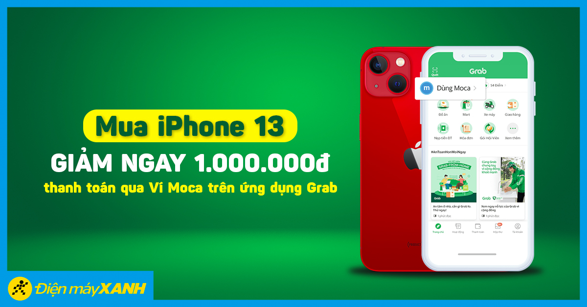 Thanh toán Iphone 13 qua Ví Moca giảm 1 triệu