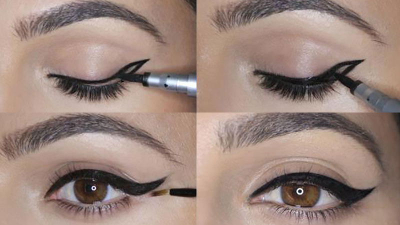 Tô đầy phần viền của eyeliner mắt mèo