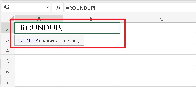 Cú pháp hàm ROUNDUP