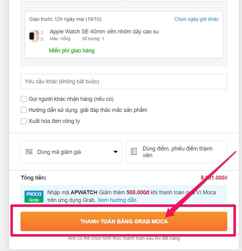  THANH TOÁN BẰNG GRAB MOCA