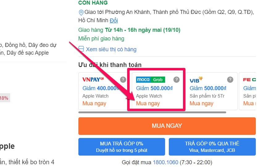 Chọn mục MUA NGAY