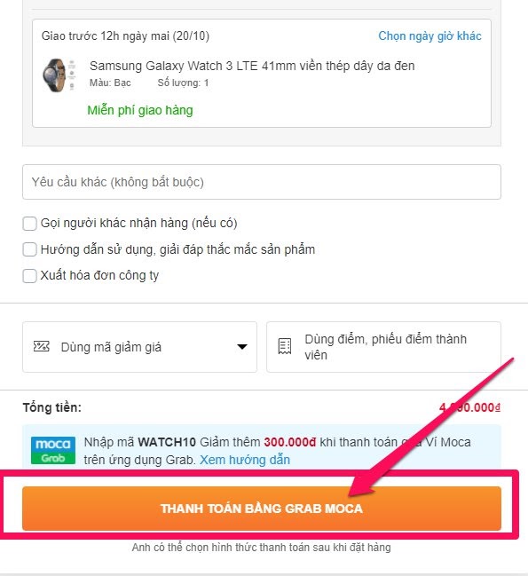  THANH TOÁN BẰNG GRAB MOCA