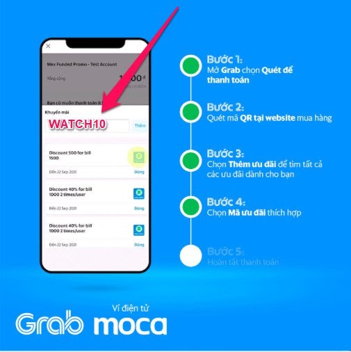  THANH TOÁN BẰNG GRAB MOCA