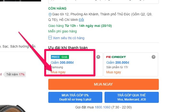Chọn mục MUA NGAY.