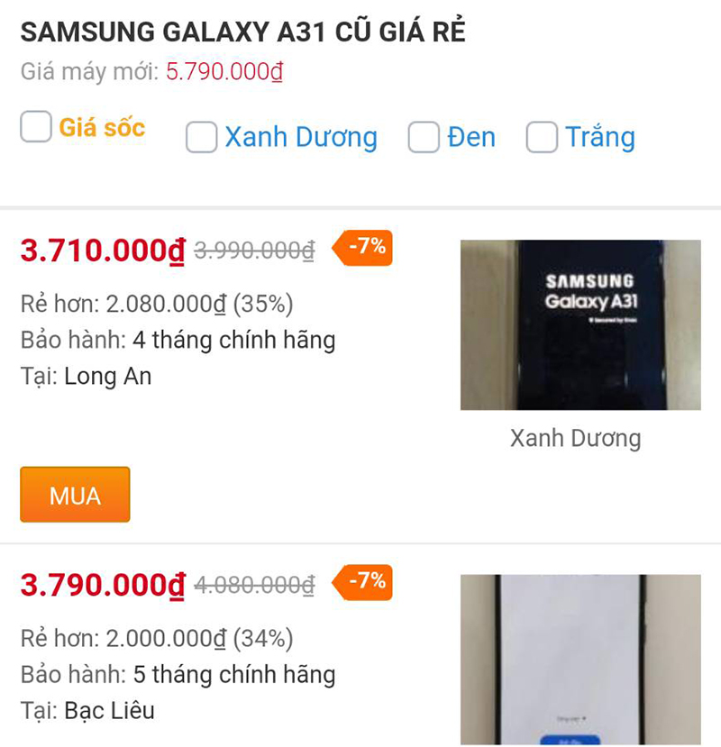 Galaxy A31 cũ