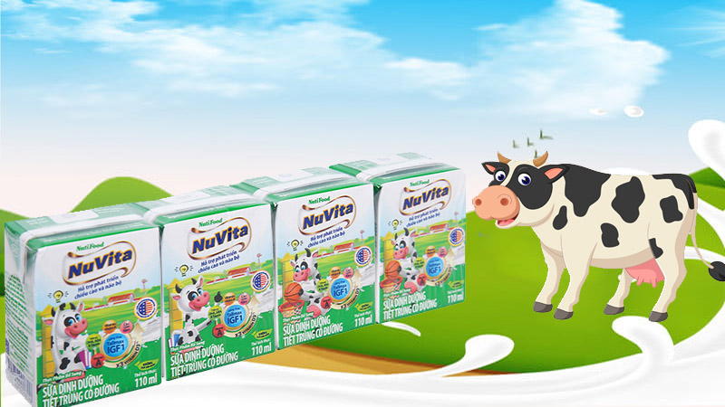 Lô 4 hộp sữa tiệt trùng có đường Nuvita 110ml
