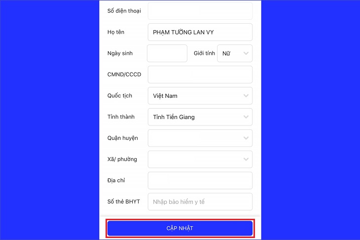 You fill in personal information > Select Update”></p>
<p><em>We hope that the information and instructions provided above will be helpful for you when using the HCM Health app. If you have any difficulties, please feel free to leave a comment.</em></p>
<div class='similar-posts'>
<div class='similar-post-header'>You may also like</div>
<div class='td_block_inner'>
<div class='td-block-span12'>
<div class='td_module_8 td_module_wrap'>
<div class='item-details'>
<h3 class='entry-title td-module-title'>
                                                                                <a href='https://meo.tips/technology/guide-to-registering-for-covid-19-vaccination-via-electronic-health-diary-app/' title='Guide to Registering for Covid-19 Vaccination via Electronic Health Diary App'>Guide to Registering for Covid-19 Vaccination via Electronic Health Diary App</a><br />
                                                                            </h3>
<div class='content-wrapper'>
<div class='td-module-thumb'>
                                                                                    <a  href='https://meo.tips/technology/guide-to-registering-for-covid-19-vaccination-via-electronic-health-diary-app/'><br />
                                                                                        <img class='entry-thumb td-animation-stack-type0-2' src='https://meo.tips/wp-content/uploads/2024/02/huong-dan-1-58-150x150.jpg' title='Guide to Registering for Covid-19 Vaccination via Electronic Health Diary App'><br />
                                                                                    </a>
                                                                                </div>
<div class='td_quote_on_blocks'>
<p>Are you looking for a way to stay safe in the face of the Covid-19 pandemic? Registering for the vaccine through the Electronic Health Record app is the next step in protecting yourself and your loved ones. Find out how to do it today!</p>
</div>
</div>
</div>
</div>
</div>
<div class='td-block-span12'>
<div class='td_module_8 td_module_wrap'>
<div class='item-details'>
<h3 class='entry-title td-module-title'>
                                                                                <a href='https://meo.tips/tips/mandatory-installation-of-bluezone-app-for-smartphone-users-to-submit-health-declarations-to-ministry/' title='Mandatory Installation of Bluezone App for Smartphone Users to Submit Health Declarations to Ministry'>Mandatory Installation of Bluezone App for Smartphone Users to Submit Health Declarations to Ministry</a><br />
                                                                            </h3>
<div class='content-wrapper'>
<div class='td-module-thumb'>
                                                                                    <a  href='https://meo.tips/tips/mandatory-installation-of-bluezone-app-for-smartphone-users-to-submit-health-declarations-to-ministry/'><br />
                                                                                        <img class='entry-thumb td-animation-stack-type0-2' src='https://meo.tips/wp-content/uploads/2024/02/bo-y-te-de-150x150.jpg' title='Mandatory Installation of Bluezone App for Smartphone Users to Submit Health Declarations to Ministry'><br />
                                                                                    </a>
                                                                                </div>
<div class='td_quote_on_blocks'>
<p>The government recently passed Decision 2666/QD-BYT 2021 on May 29, 2021, which mandates the use of the Bluezone app and the enablement of Bluetooth on mobile phones when in public. If you have been wondering why this has been put in place, get the details here!</p>
</div>
</div>
</div>
</div>
</div>
<div class='td-block-span12'>
<div class='td_module_8 td_module_wrap'>
<div class='item-details'>
<h3 class='entry-title td-module-title'>
                                                                                <a href='https://meo.tips/featured/3-easy-methods-of-scanning-chip-embedded-qr-codes-using-a-mobile-phone/' title='3 Easy Methods of Scanning Chip-Embedded QR Codes Using a Mobile Phone'>3 Easy Methods of Scanning Chip-Embedded QR Codes Using a Mobile Phone</a><br />
                                                                            </h3>
<div class='content-wrapper'>
<div class='td-module-thumb'>
                                                                                    <a  href='https://meo.tips/featured/3-easy-methods-of-scanning-chip-embedded-qr-codes-using-a-mobile-phone/'><br />
                                                                                        <img class='entry-thumb td-animation-stack-type0-2' src='https://meo.tips/wp-content/uploads/2023/09/1-5-150x150.jpg' title='3 Easy Methods of Scanning Chip-Embedded QR Codes Using a Mobile Phone'><br />
                                                                                    </a>
                                                                                </div>
<div class='td_quote_on_blocks'>
<p>Discovering 3 innovative approaches to using QR codes to verify identity and streamline transactions, let’s look into how our smartphones can now easily scan the QR code on the Health Declaration form to accurately access important personal data.</p>
</div>
</div>
</div>
</div>
</div>
<div class='td-block-span12'>
<div class='td_module_8 td_module_wrap'>
<div class='item-details'>
<h3 class='entry-title td-module-title'>
                                                                                <a href='https://meo.tips/featured/revealed-little-known-tips-for-setting-up-quick-money-transfer-qr-codes-on-zalo/' title='Revealed: Little-known Tips for Setting Up Quick Money Transfer QR Codes on Zalo'>Revealed: Little-known Tips for Setting Up Quick Money Transfer<a href='https://meo.tips/tips/dont-forget-to-verify-a-quick-check-of-these-details-can-save-you-future-hassles-when-you-receive-your-cccd/' rel='dofollow' class='onpage-seo' > QR Code</a>s on Zalo</a><br />
                                                                            </h3>
<div class='content-wrapper'>
<div class='td-module-thumb'>
                                                                                    <a  href='https://meo.tips/featured/revealed-little-known-tips-for-setting-up-quick-money-transfer-qr-codes-on-zalo/'><br />
                                                                                        <img class='entry-thumb td-animation-stack-type0-2' src='https://meo.tips/wp-content/uploads/2023/09/tao-qr-chuyen-tien-tren-zalo-1-150x150.jpg' title='Revealed: Little-known Tips for Setting Up Quick Money Transfer QR Codes on Zalo'><br />
                                                                                    </a>
                                                                                </div>
<div class='td_quote_on_blocks'>
<p>Have you ever wondered how to make the payment process more convenient when using Zalo? It turns out that Zalo is now allowing users to add QR payment codes to their QR Wallet, providing an easier way to pay. Read on to find out more!</p>
</div>
</div>
</div>
</div>
</div>
</div>
</div>
<div class='code-block code-block-1' style='margin: 8px auto; text-align: center; display: block; clear: both;'>
<script async src=