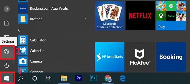 Chọn Start > Chọn Settings (Cài đặt).