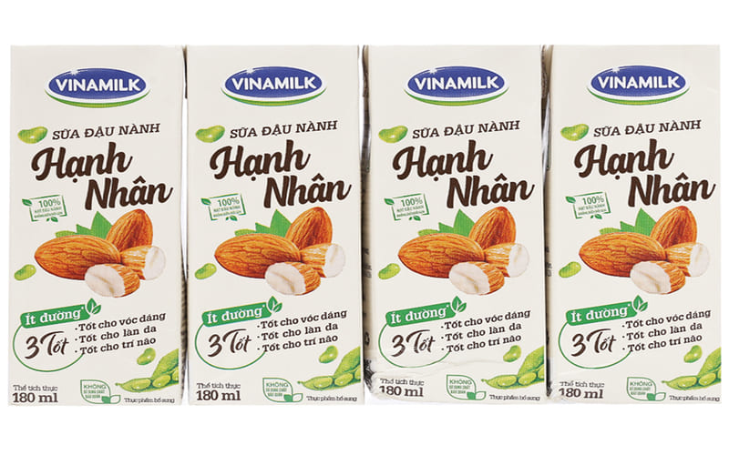 lốc sữa đậu nành hạnh nhân vinammilk 180ml