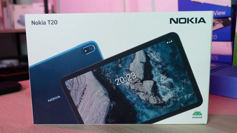Vỏ hộp của Nokia T20. Vỏ hộp của Nokia T20.