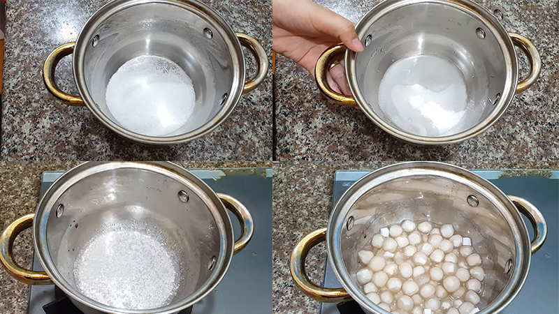 Nấu trân châu với nước đường