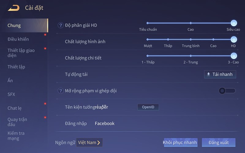 Cấu hình Liên Quân Mobile