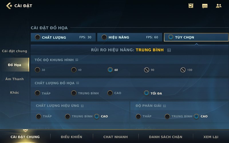 Cấu hình Liên Minh Tốc Chiến