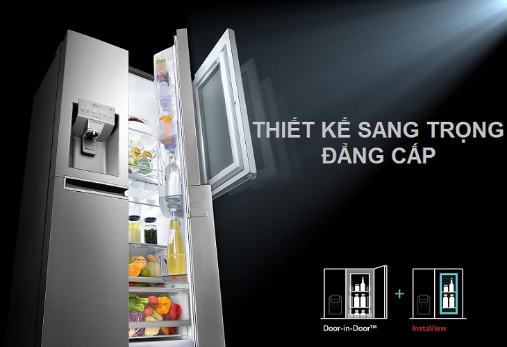 Tư vấn chọn mua tủ lạnh LG chất lượng cho mọi gia đình > Tủ lạnh LG Inverter InstaView Door-in-Door 601 lít GR-X247JS có thiết kế sang trọng và đẳng cấp