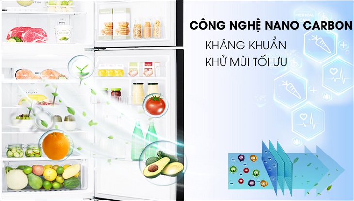 Tư vấn chọn mua tủ lạnh LG chất lượng cho mọi gia đình > Công nghệ Nano Cacbon trên Tủ lạnh LG Inverter 255 lít GN-M255BL